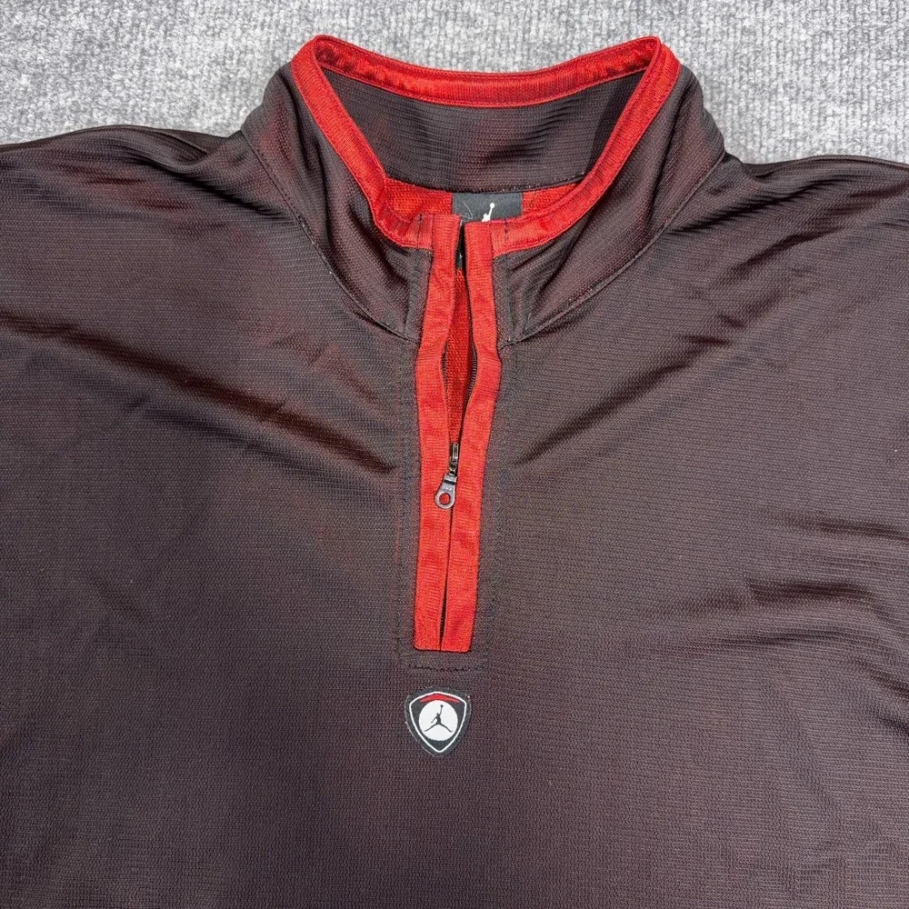 Vintage Air Jordan Shirt Mens Large Black Red Logo Golf‎ Nylon Training 1/4 Zip